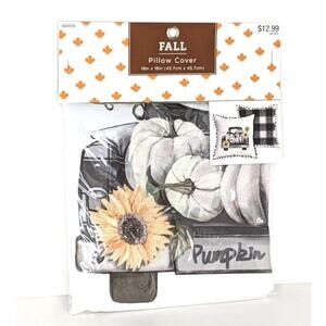 Pillow Cover Pumpkins Sunflowers in Truck Bed 18" square NEW